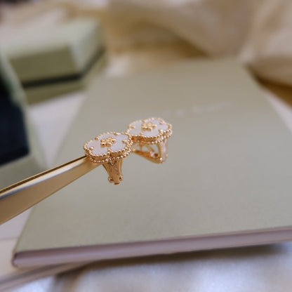 [OrnoraJewelry]LUCKY PINK GOLD WHITE MOP EARRINGS