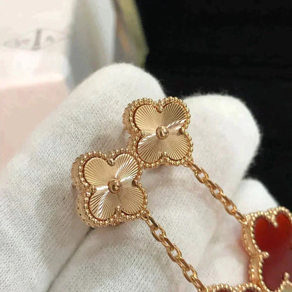 [OrnoraJewelry]CLOVER 2 MOTIF  LASER CARNELIAN EARRINGS