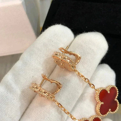[OrnoraJewelry]CLOVER 2 MOTIF  LASER CARNELIAN EARRINGS