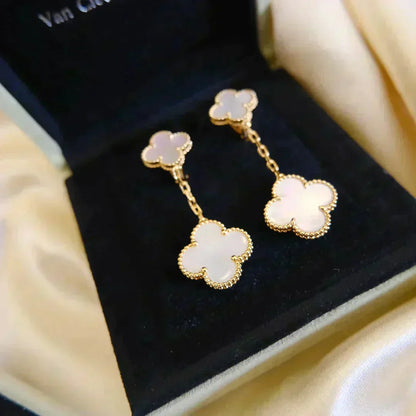 [OrnoraJewelry]CLOVER 2 MOTIF WHITE MOP EARRINGS