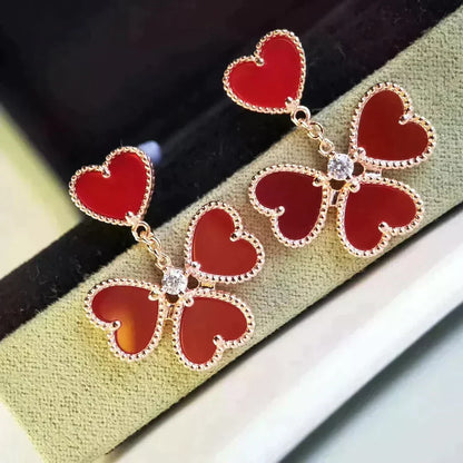 [OrnoraJewelry]SWEET CLOVER CARNELIAN EARRINGS