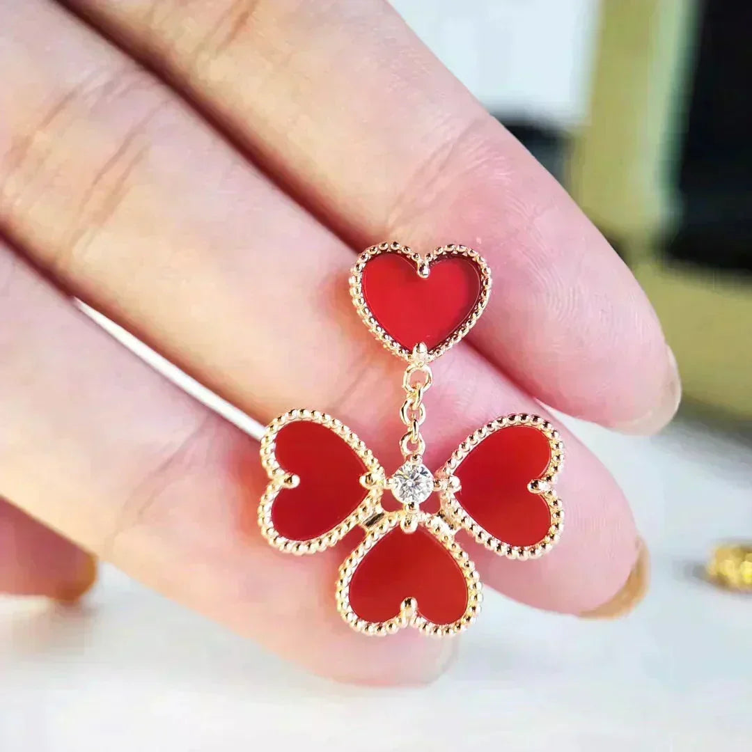[OrnoraJewelry]SWEET CLOVER CARNELIAN EARRINGS