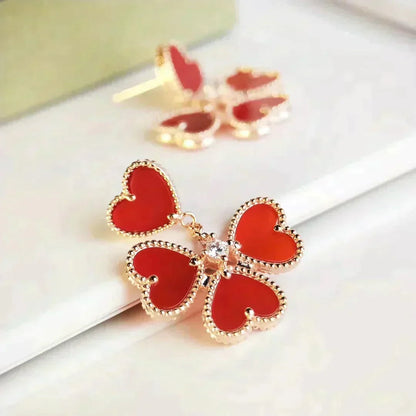 [OrnoraJewelry]SWEET CLOVER CARNELIAN EARRINGS