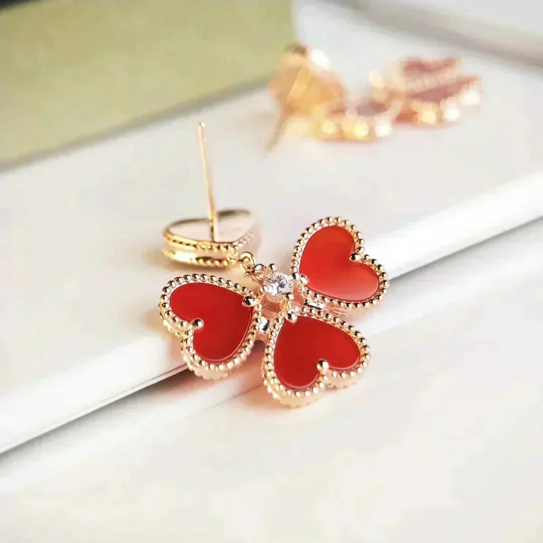 [OrnoraJewelry]SWEET CLOVER CARNELIAN EARRINGS