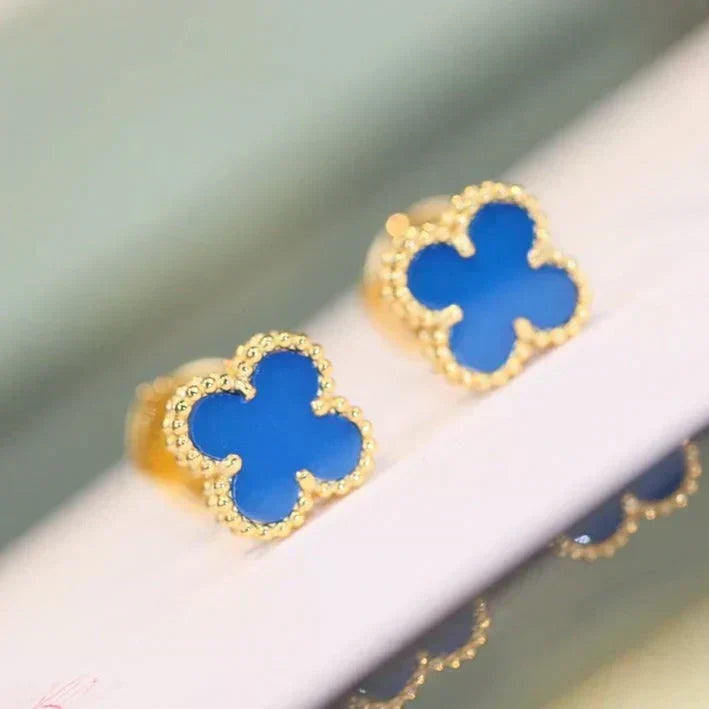 [OrnoraJewelry]CLOVER MINI 9.5MM TURQUOISE EARRINGS