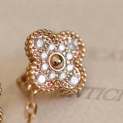 [OrnoraJewelry]CLOVER MEDIUM 1 MOTIFS FUll DIAMOND EARRINGS