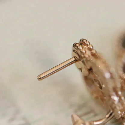 [OrnoraJewelry]CLOVER MEDIUM 1 MOTIFS FUll DIAMOND EARRINGS