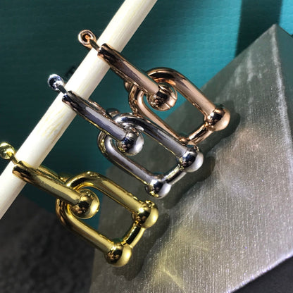 [Ornora Jewelry]HARDWARE DROP EARRINGS DOUBLE LINK
