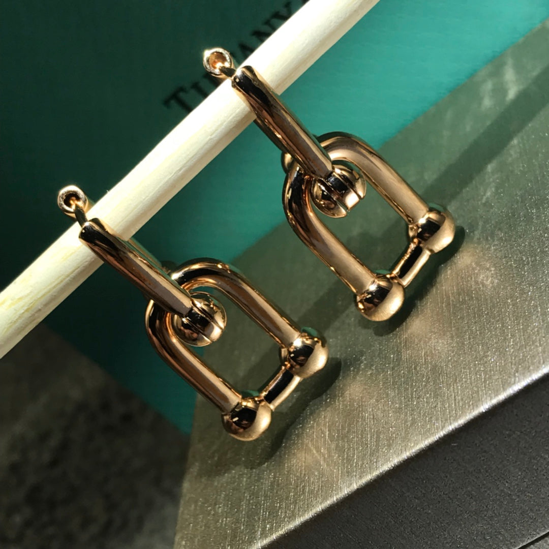 [Ornora Jewelry]HARDWARE DROP EARRINGS DOUBLE LINK