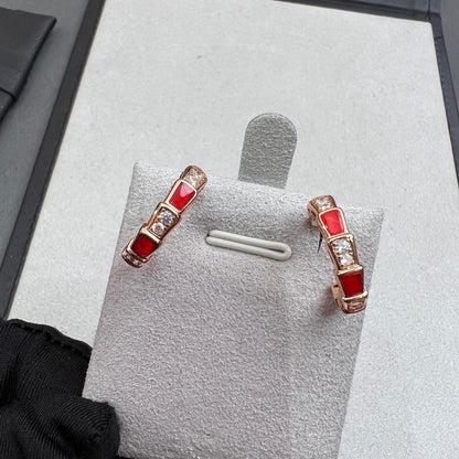 [OrnoraJewelry]SERPENTI CARNELIAN PINK GOLD EARRINGS