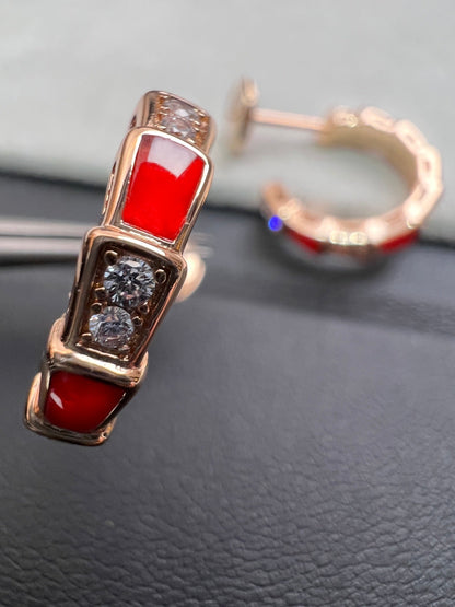 [OrnoraJewelry]SERPENTI CARNELIAN PINK GOLD EARRINGS