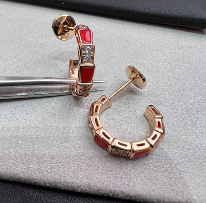 [OrnoraJewelry]SERPENTI CARNELIAN PINK GOLD EARRINGS