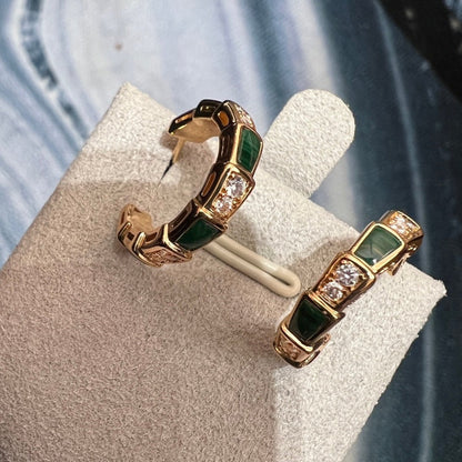 [OrnoraJewelry]SERPENTI MALACHITE PINK GOLD EARRINGS