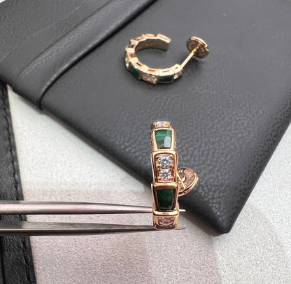 [OrnoraJewelry]SERPENTI MALACHITE PINK GOLD EARRINGS