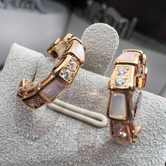 [OrnoraJewelry]SERPENTI MOP PINK GOLD EARRINGS