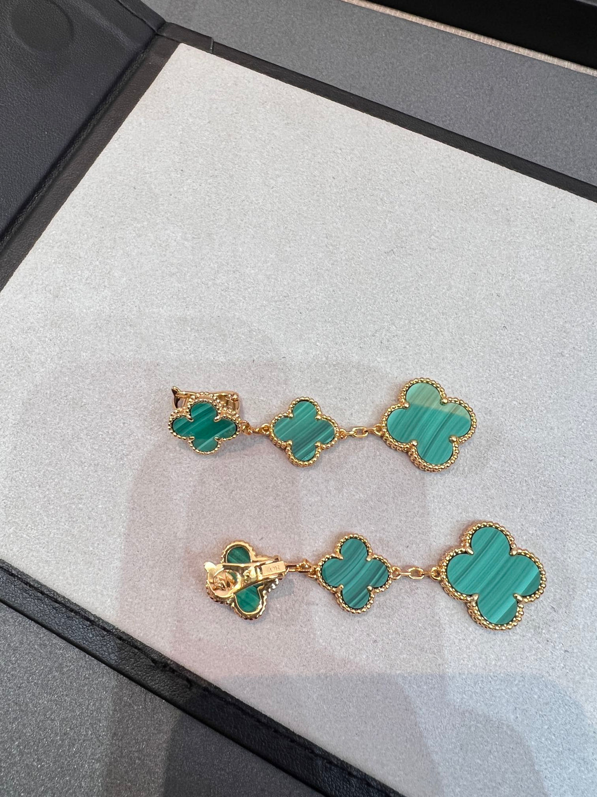 [OrnoraJewelry]CLOVER MALACHITE 3 MOTIFS GOLD