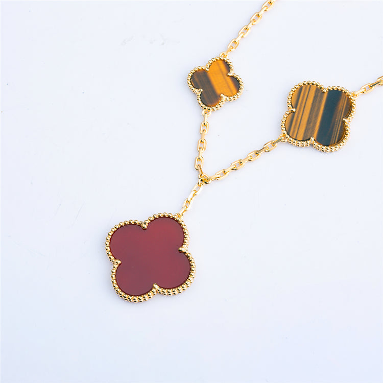 [OrnoraJewelry]CLOVER BRACELET 5 MOTIFS CARNELIAN TIGER EYE