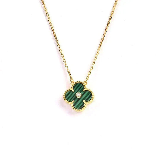[OrnoraJewelry]CLOVER 15MM DIAMOND TURQUOISE NECKLACE