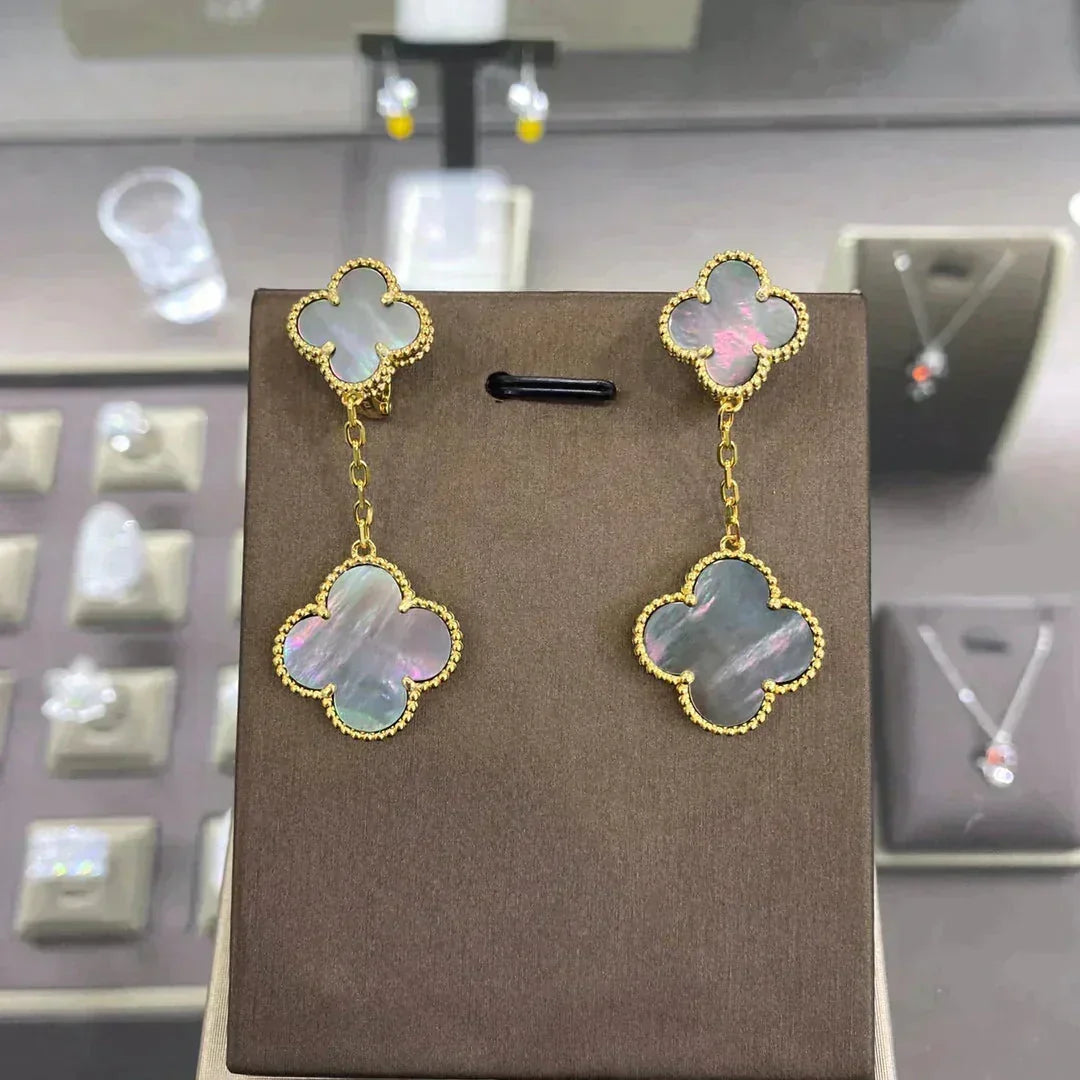 [OrnoraJewelry]CLOVER 2 MOTIFS  EARRINGS (MULTIPLE CHOICESC