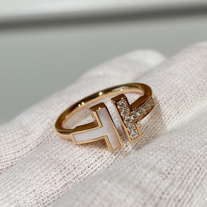 [Ornora Jewelry]T WIRE MOP DIAMOND RING PINK GOLD