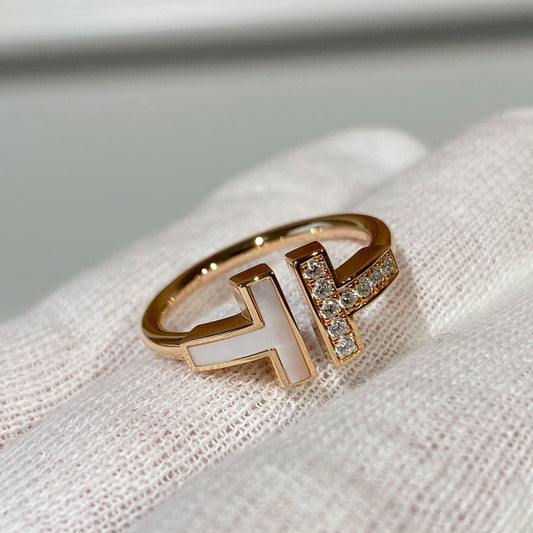 [Ornora Jewelry]T WIRE MOP DIAMOND RING PINK GOLD