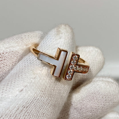 [Ornora Jewelry]T WIRE MOP DIAMOND RING PINK GOLD