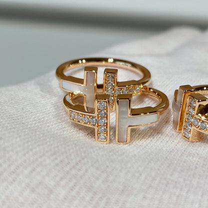 [Ornora Jewelry]T WIRE MOP DIAMOND RING PINK GOLD