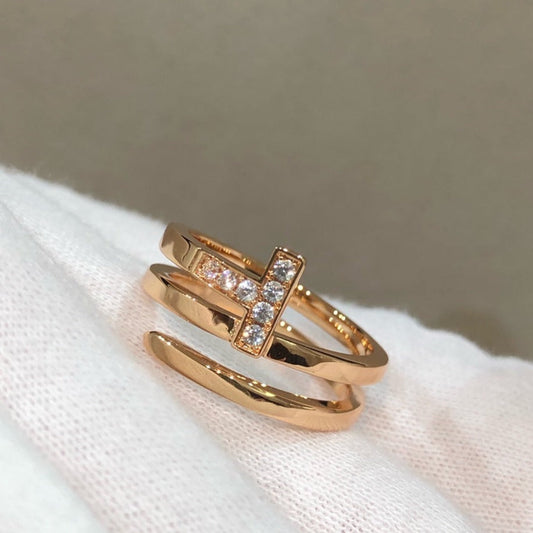 [Ornora Jewelry]T WIRE DOUBLE ROWS RING PINK GOLD
