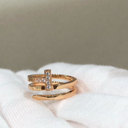 [Ornora Jewelry]T WIRE DOUBLE ROWS RING PINK GOLD
