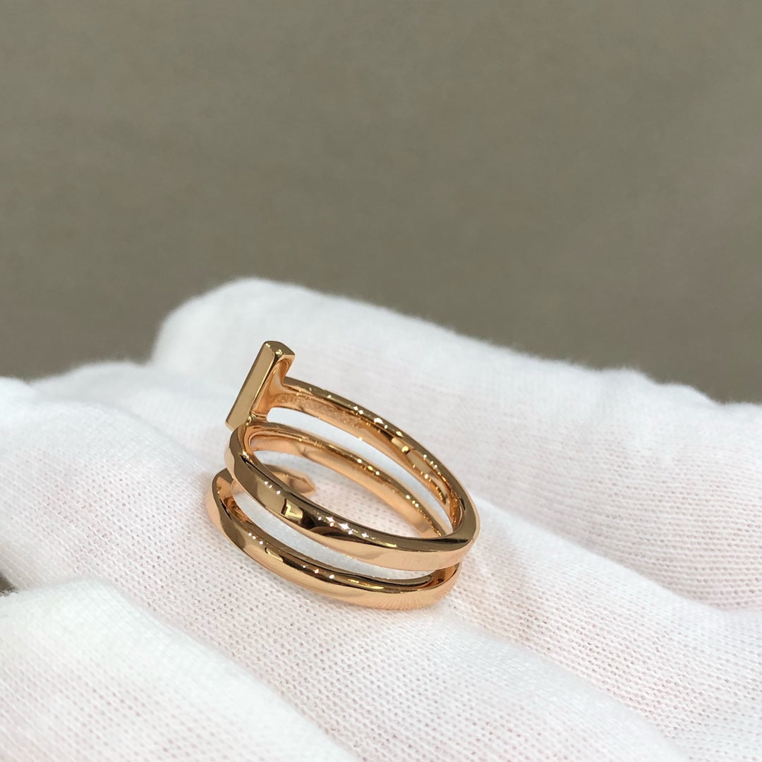 [Ornora Jewelry]T WIRE DOUBLE ROWS RING PINK GOLD