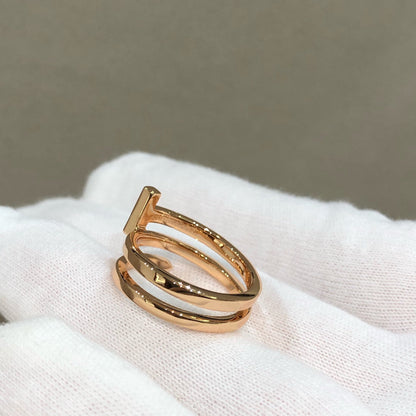 [Ornora Jewelry]T WIRE DOUBLE ROWS RING PINK GOLD