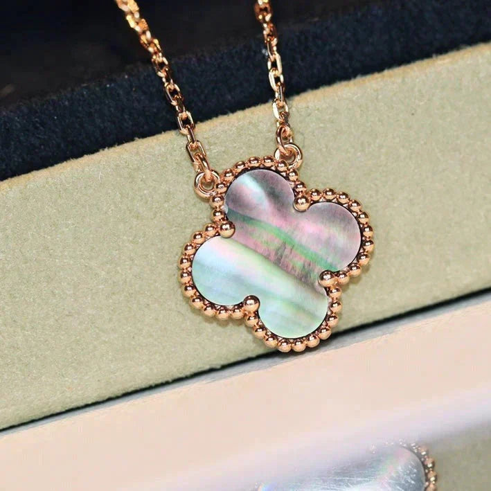 [OrnoraJewelry]CLOVER 15MM  GRAY MOTHER OF PEARL NECKLACE