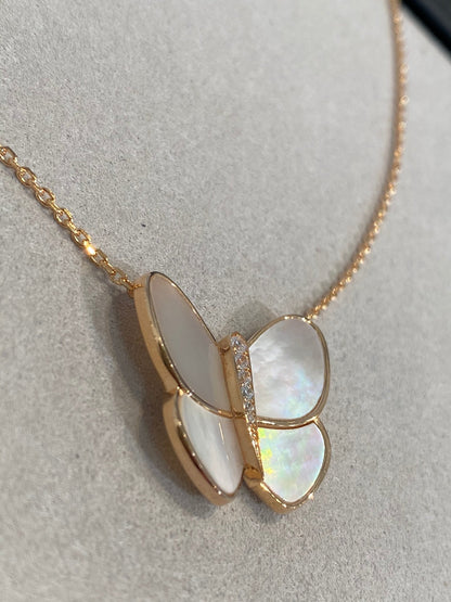 [OrnoraJewelry]BUTTERFLY GOLD MOP DIAMOND NECKLACE