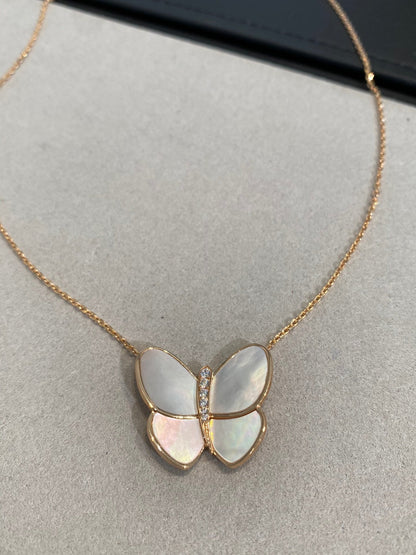 [OrnoraJewelry]BUTTERFLY GOLD MOP DIAMOND NECKLACE