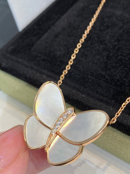 [OrnoraJewelry]BUTTERFLY GOLD MOP DIAMOND NECKLACE