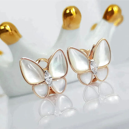 [OrnoraJewelry]BUTTERFLY MOP DIAMOND EARRINGS