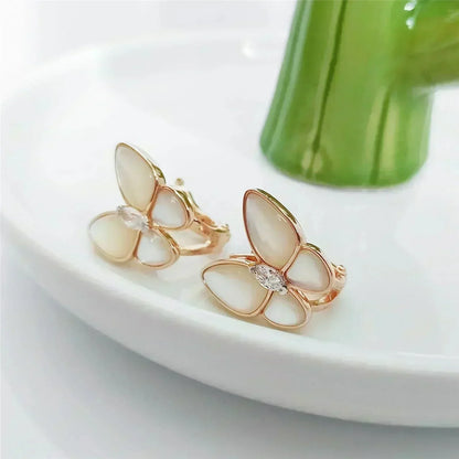 [OrnoraJewelry]BUTTERFLY MOP DIAMOND EARRINGS