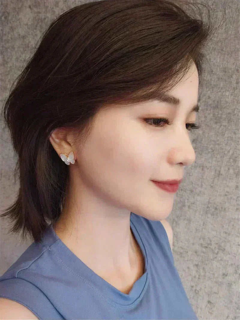 [OrnoraJewelry]BUTTERFLY MOP DIAMOND EARRINGS