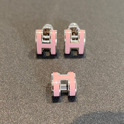[OrnoraJewelry]MINI POP H SILVER EARRINGS PINK