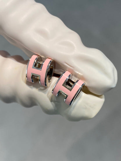[OrnoraJewelry]MINI POP H SILVER EARRINGS PINK