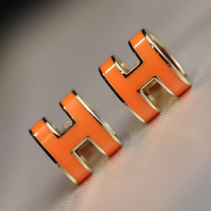 [OrnoraJewelry]MINI POP H EARRINGS ORANGE
