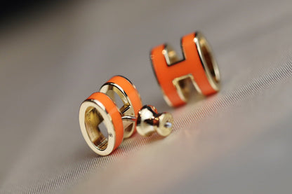 [OrnoraJewelry]MINI POP H EARRINGS ORANGE