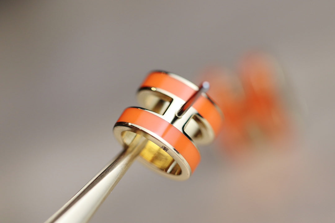 [OrnoraJewelry]MINI POP H EARRINGS ORANGE
