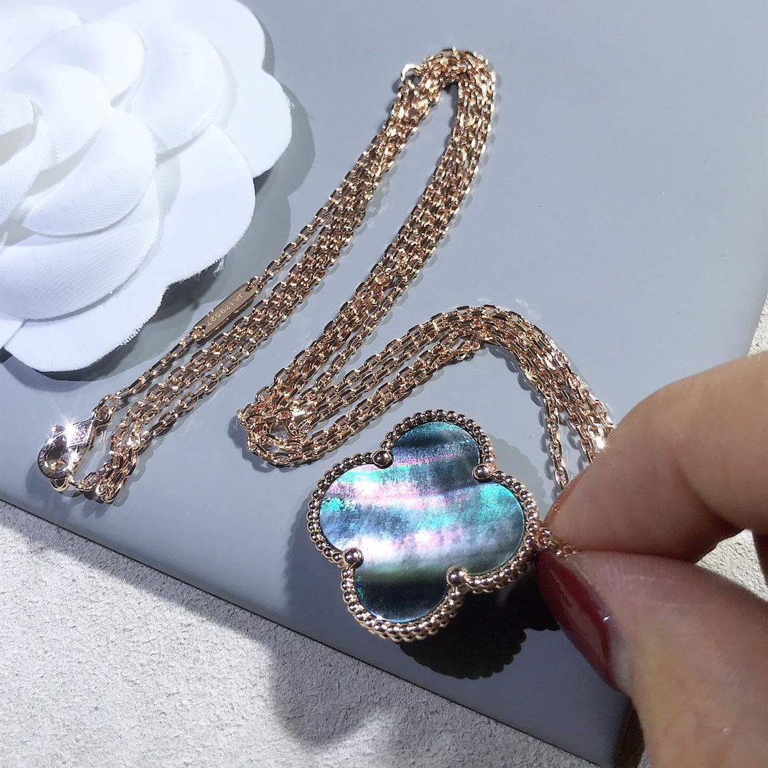 [OrnoraJewelry]CLOVER 25MM GOLD DARK MOP BIG CLOVER NECKLACE