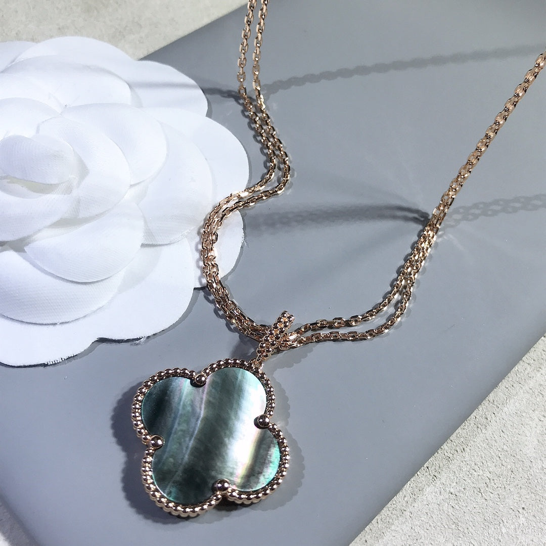 [OrnoraJewelry]CLOVER 25MM GOLD DARK MOP BIG CLOVER NECKLACE