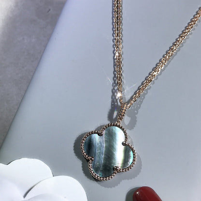 [OrnoraJewelry]CLOVER 25MM GOLD DARK MOP BIG CLOVER NECKLACE