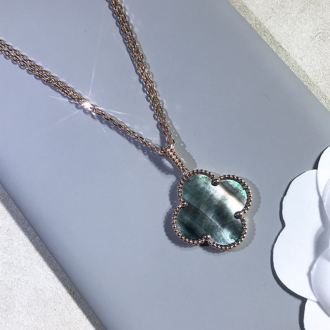 [OrnoraJewelry]CLOVER 25MM GOLD DARK MOP BIG CLOVER NECKLACE