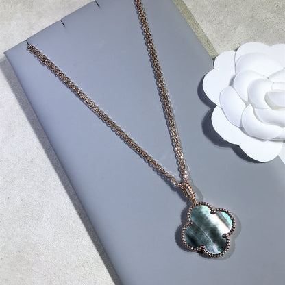 [OrnoraJewelry]CLOVER 25MM GOLD DARK MOP BIG CLOVER NECKLACE