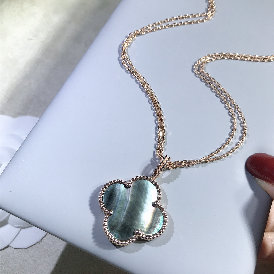 [OrnoraJewelry]CLOVER 25MM GOLD DARK MOP BIG CLOVER NECKLACE