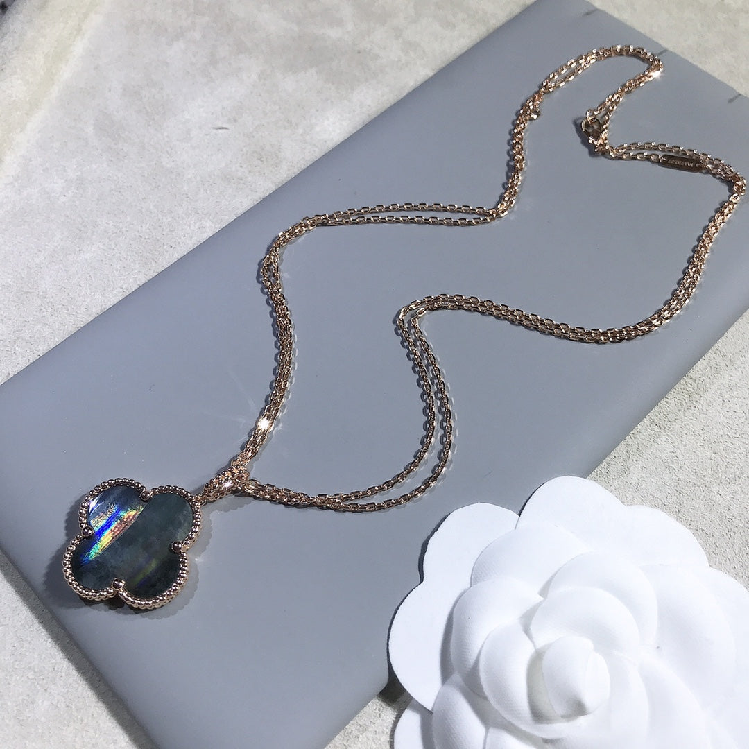 [OrnoraJewelry]CLOVER 25MM GOLD DARK MOP BIG CLOVER NECKLACE